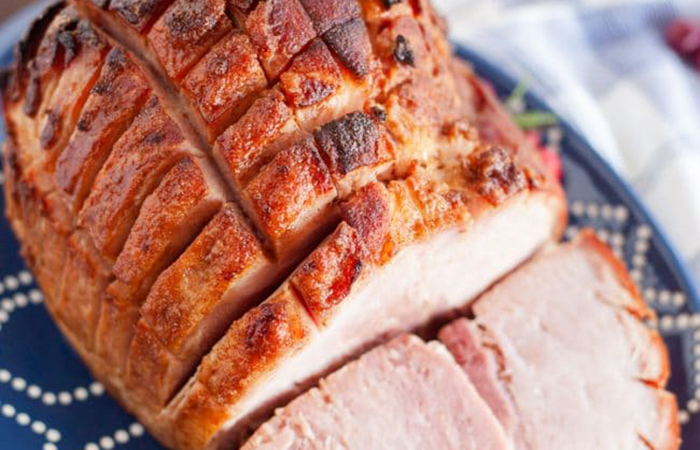 Jamón asado al horno con glaseado Jamón asado
