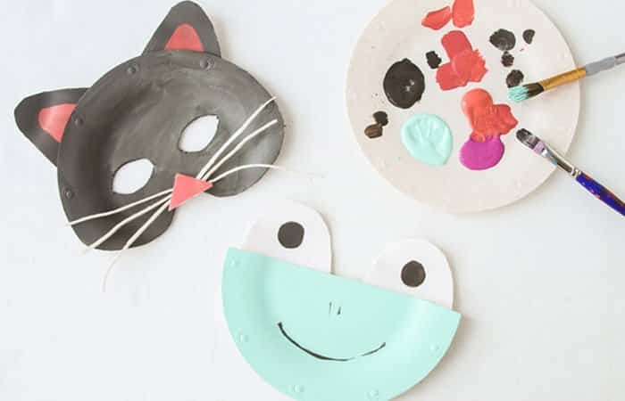 Máscaras de Carnaval hechas con platos de cartón Máscaras de carnaval con platos: animales
