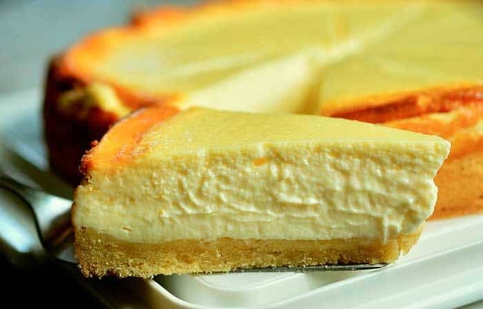 tarta de queso típicamente neoyorquina New York Cheesecake