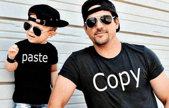 Fotos originales para regalar el Día del Padre, posado con camiseta Fotos originales para regalar el Día del Padre, posado con papá