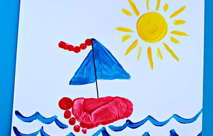 paisaje-marinero-huella-dedos manualidades con pintura de dedos