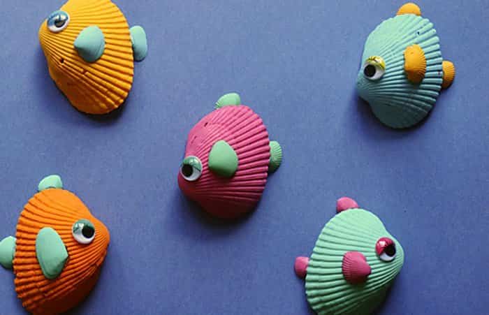 manualidades con conchas de playa: peces manualidades con conchas de playa: peces