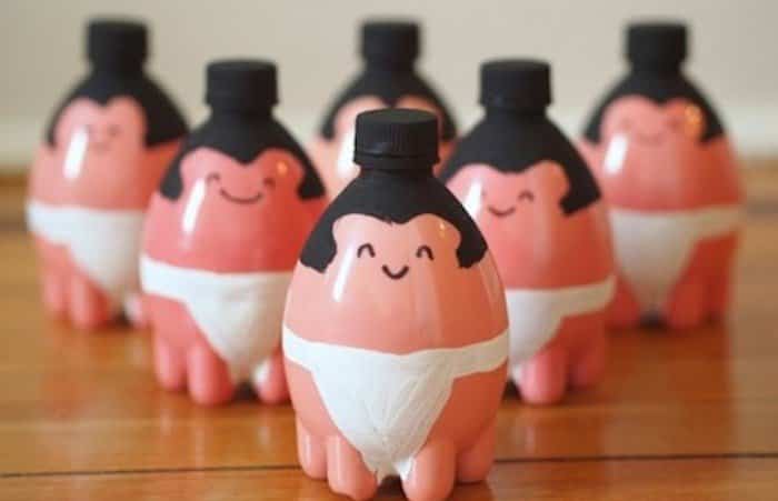 Huchas con botellas de plástico: luchadores de sumo Huchas con botellas de plástico: luchadores de sumo