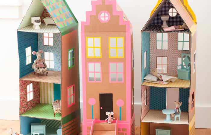casita-munecas casitas de muñecas con cajas de cartón