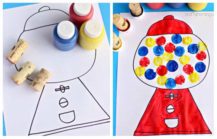 Pintar-con-sellos-de-corcho Manualidades con corchos: Sellos para pintar