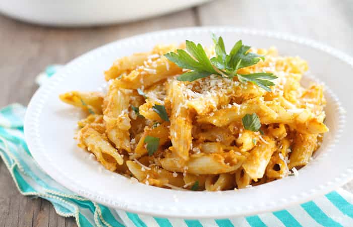 pasta-con-calabaza-y-queso Recetas de calabaza: Macarrones con salsa de calabaza