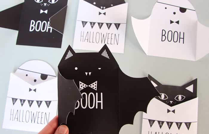 tarjeta-halloween-gato-vampiro Tarjetas de Halloween: gato negro o vampiro