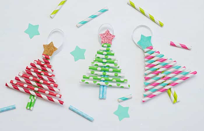 Adornos caseros para el arbol de Navidad arbolitos de pajitas Adornos caseros para el arbol de Navidad arbolitos de pajitas