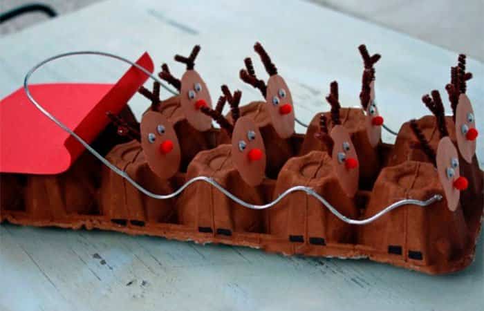 Manualidades-de-Navidad-con-hueveras-de-carton-en-forma-de-trineo Manualidades de Navidad con hueveras de cartón en forma de trineo