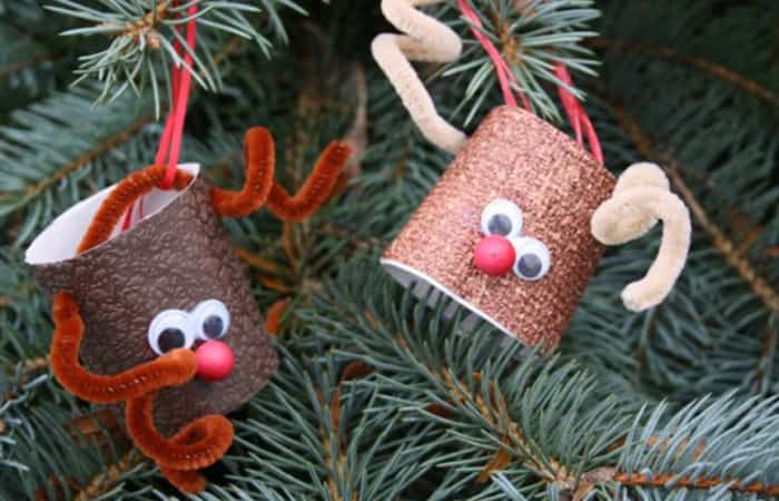 Manualidades de navidad renos de cartón Adornos con tubos de pepel higiénico