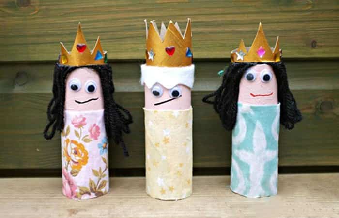 Reyes Magos hechos con tubos de papel higiénico Manualidades del portal de Belén con tubos de papel higiénico