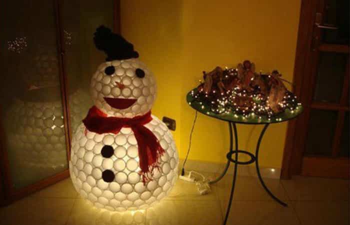 muñeco de nieve manualidades de navidad con plástico Manualidades de Navidad con plástico para hacer con niños