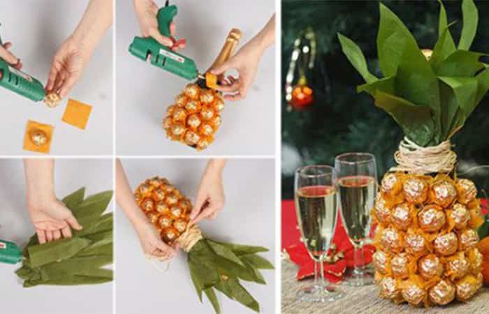 Piña de bombones decorar la mesa para navidad piña