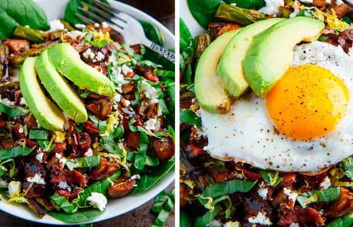 Ensalada templada de espinacas Recetas bajas en calorías para cenar ligero