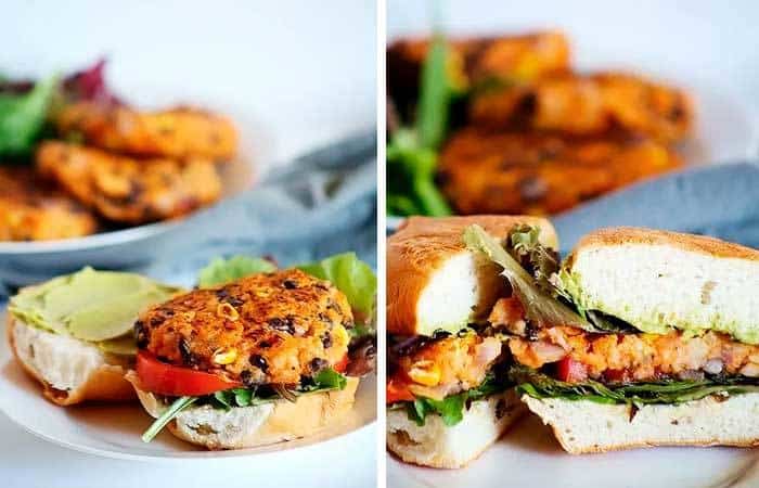 veggie hamburguesas de batata, maíz y frijoles veggie hamburguesas de batata, maíz y frijoles