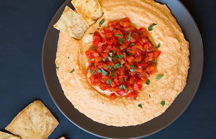 hummus-con-pimiento-rojo Recetas con pimiento: Hummus de pimiento