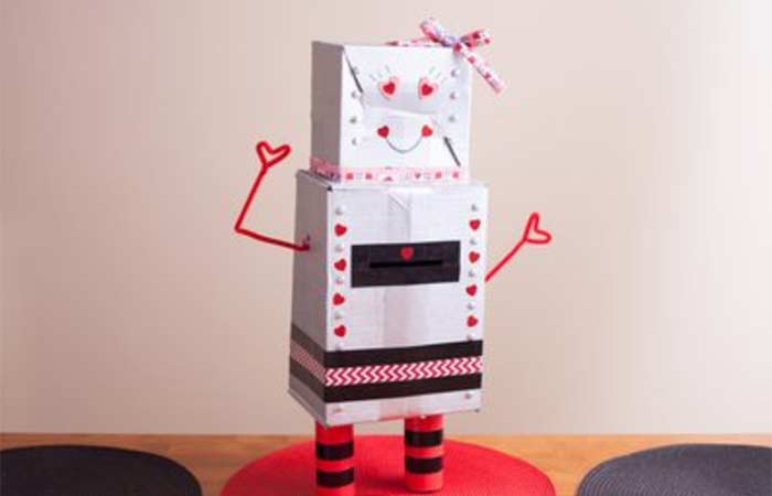 manualidad San Valentín buzón robot corazones Buzones de San Valentín manualidades robot corazones