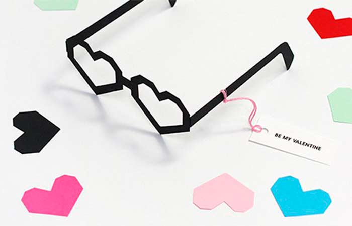 Tarjetas de San Valentín gafas Tarjetas de San Valentín, gafas de corazón