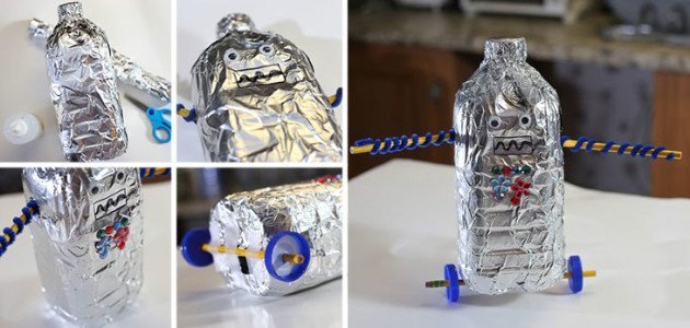 Manualidades con niños: crea tu propio robot manualidades_con_ninos_robot_casero_hecho_con_botella_de_plastico