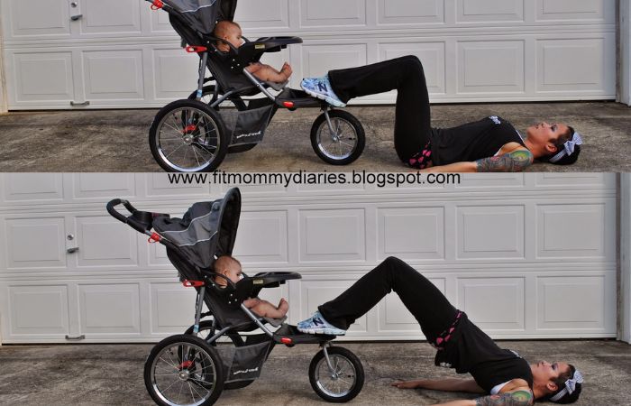 el puente, uno de los ejercicios para recuperar la forma con el bebé en su carrito Ejercicios para recuperar la forma: fitmommy diaries blogspot