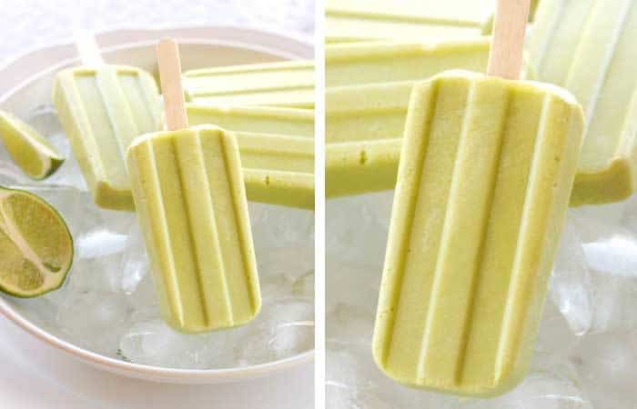 helado de aguacate y melón en palito de madera Heladitos de aguacate y melón