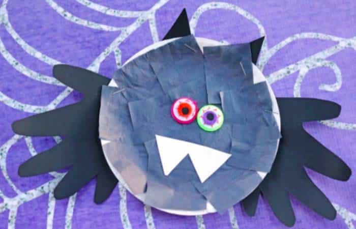 murciélago-halloween-platos-desechables Manualidades con platos desechables para Halloween