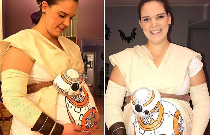 Disfraces de Halloween para embarazadas de la Guerra de las Galaxias: BB8 Disfraces de Halloween para embarazadas de robot de la Guerra de las Galaxias