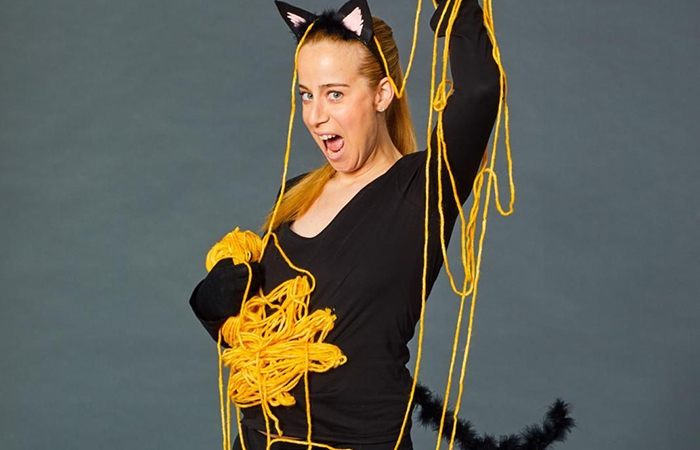 Disfraz de gato negro con madeja de lana Disfraz de gato para Halloween