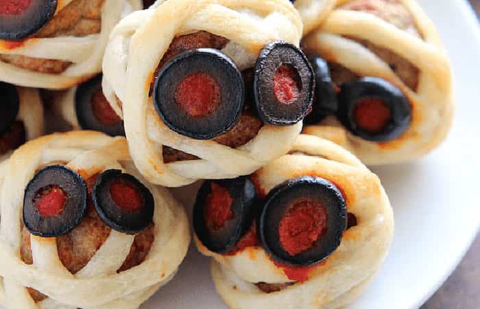 albondigas-momia Recetas para Halloween. Albóndigas momia