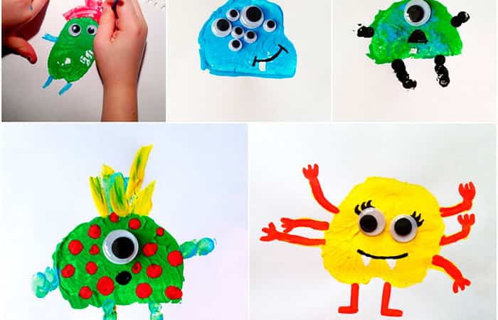 manualidades de monstruos con sellos de patata manualidades de monstruos con sellos de patata
