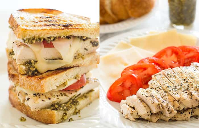 Recetas de sándwiches: Pollo, tomate, queso y pesto recetas de sándwiches