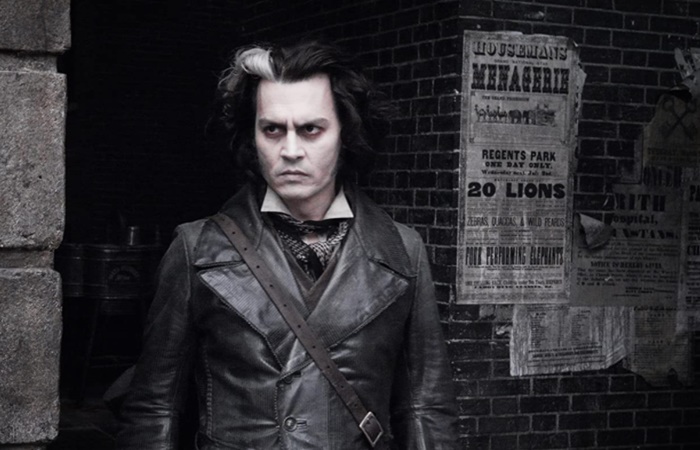 Johnny Depp en su papel de Sweeney Todd. Fotograma de la película Sweeney Todd, el barbero diabólico de la calle Fleet