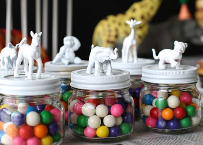 Bolsas de cumpleaños hechos con tarros y animales bolsas de cumpleaños con animales