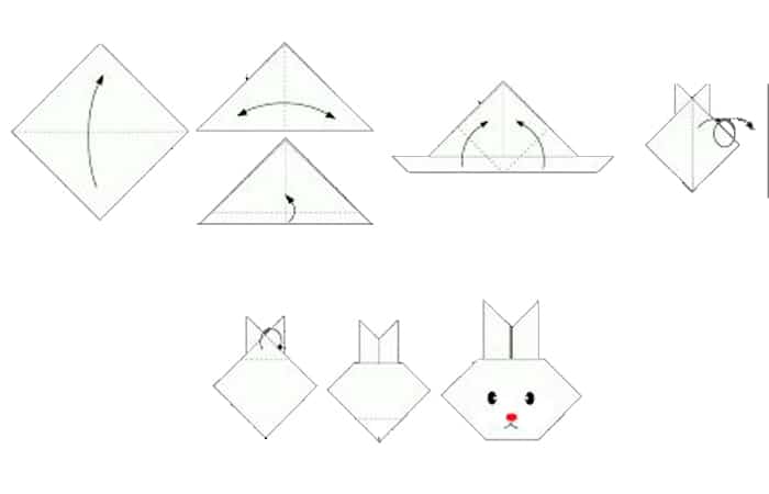 origami de cara de conejito Origami de cara de conejito