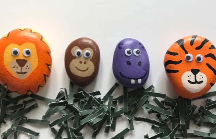 animales-de-la-jungla Piedras de playa: En la jungla