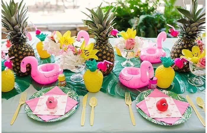 Mesa para fiesta con flamencos mesa decorada con flamencos