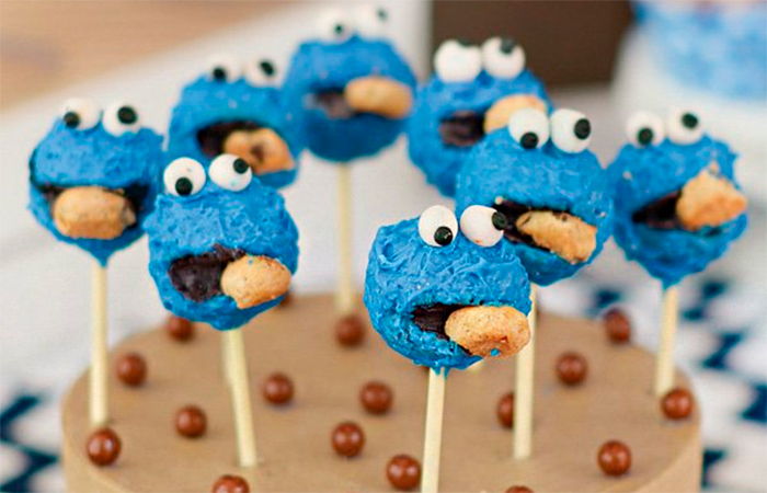 Pop cakes monstruo de las galletas Piruletas con forma de cabeza del monstruo de las galletas