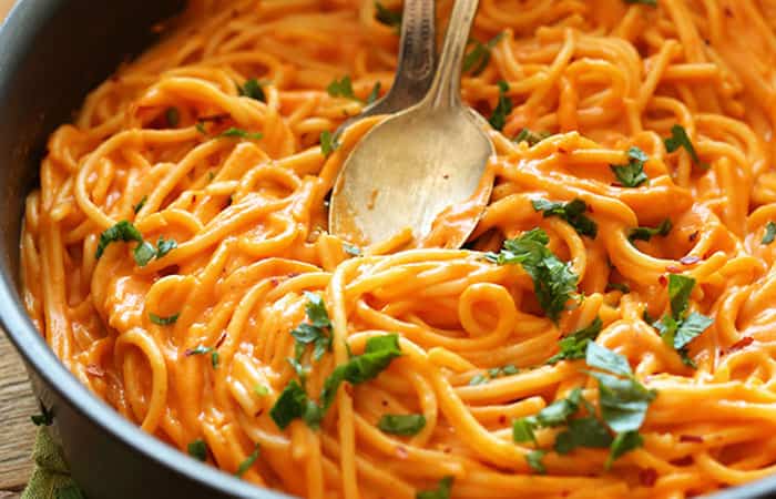 recetas de verduras espaguetis con salsa de pimiento Recetas de verduras: Espaguetis con salsa de pimiento