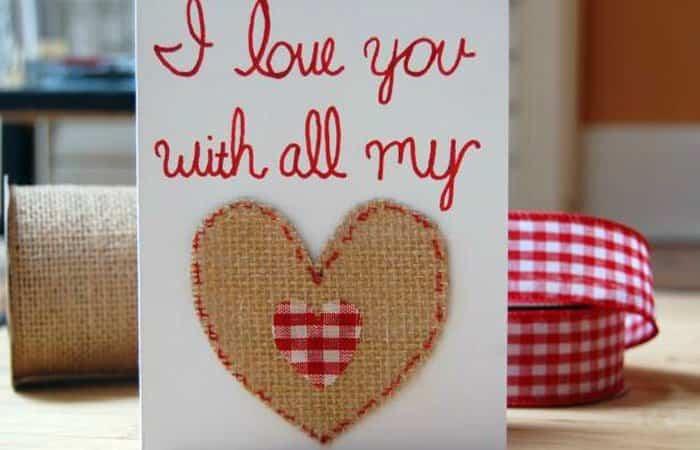 Tarjetas para San Valentín con corazón y lazo Tarjetas para San Valentín de corazón
