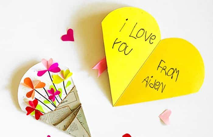 Tarjetas para San Valentín con flores de colores Tarjetas para San Valentín con flores