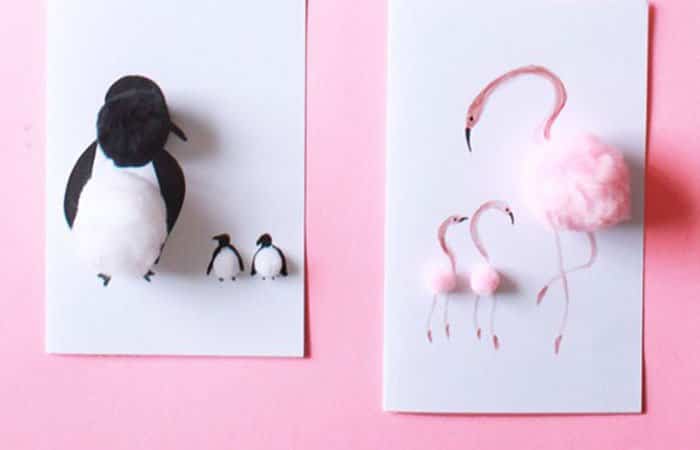 Hacer tarjetas para mamá, pompones Hacer tarjetas para mamá
