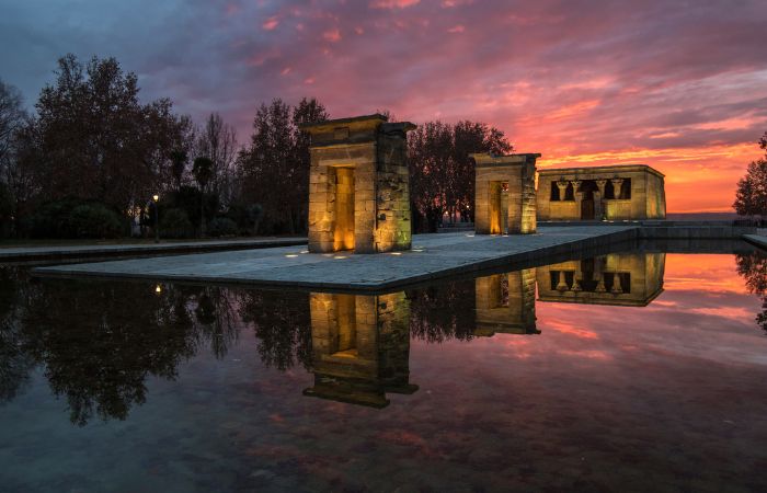 puestas de sol: en el Templo de Debod, en Madrid Puestas del sol bonitas: Templo de Debod, Madrid