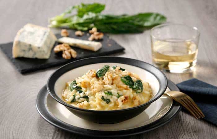 Receta de risotto de espinacas, gorgonzola y nueces