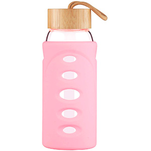 Botella de vidrio y bambú