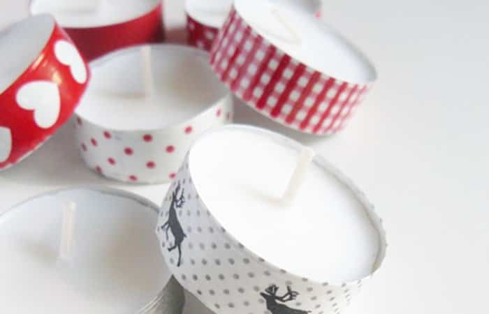 Velas de Navidad con washi tape Velas de Navidad con washi tape