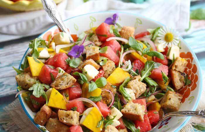 recetas con sandía ensalada Panzanella recetas con sandía ensalada Panzanella