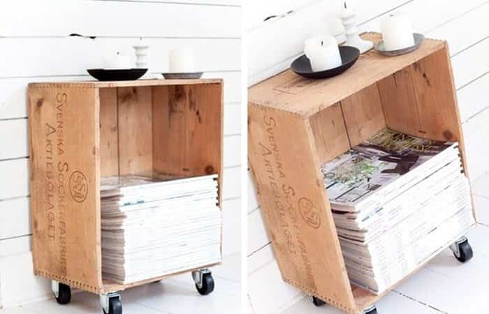 mueble con una caja de madera reciclada mueble con una caja de madera reciclada