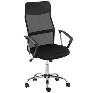 Silla de Oficina Giratoria Ergonómica Sillón de Escritorio de Malla con Ruedas de PVC