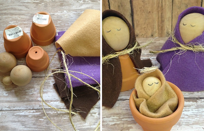 Crea el belén de esta Navidad con macetas Nacimiento hecho con macetas