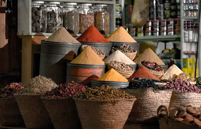puesto de especias en el mercado de Marrakech mercado de Marrakech